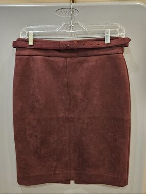 Ann Taylor Women’s Faux Suede Pencil Skirt in Burgundy